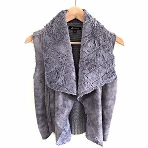 Ella Moss Faux Shearling Vest Platinum Gray Size M